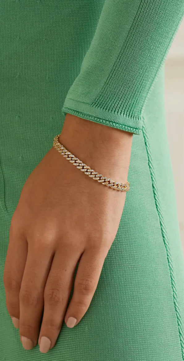 Micro Mexican Chain Bracelet - Clear Gold