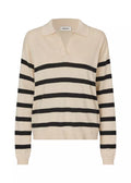 Ivory Stripe V-Neck - Black Summer Sand Stripe