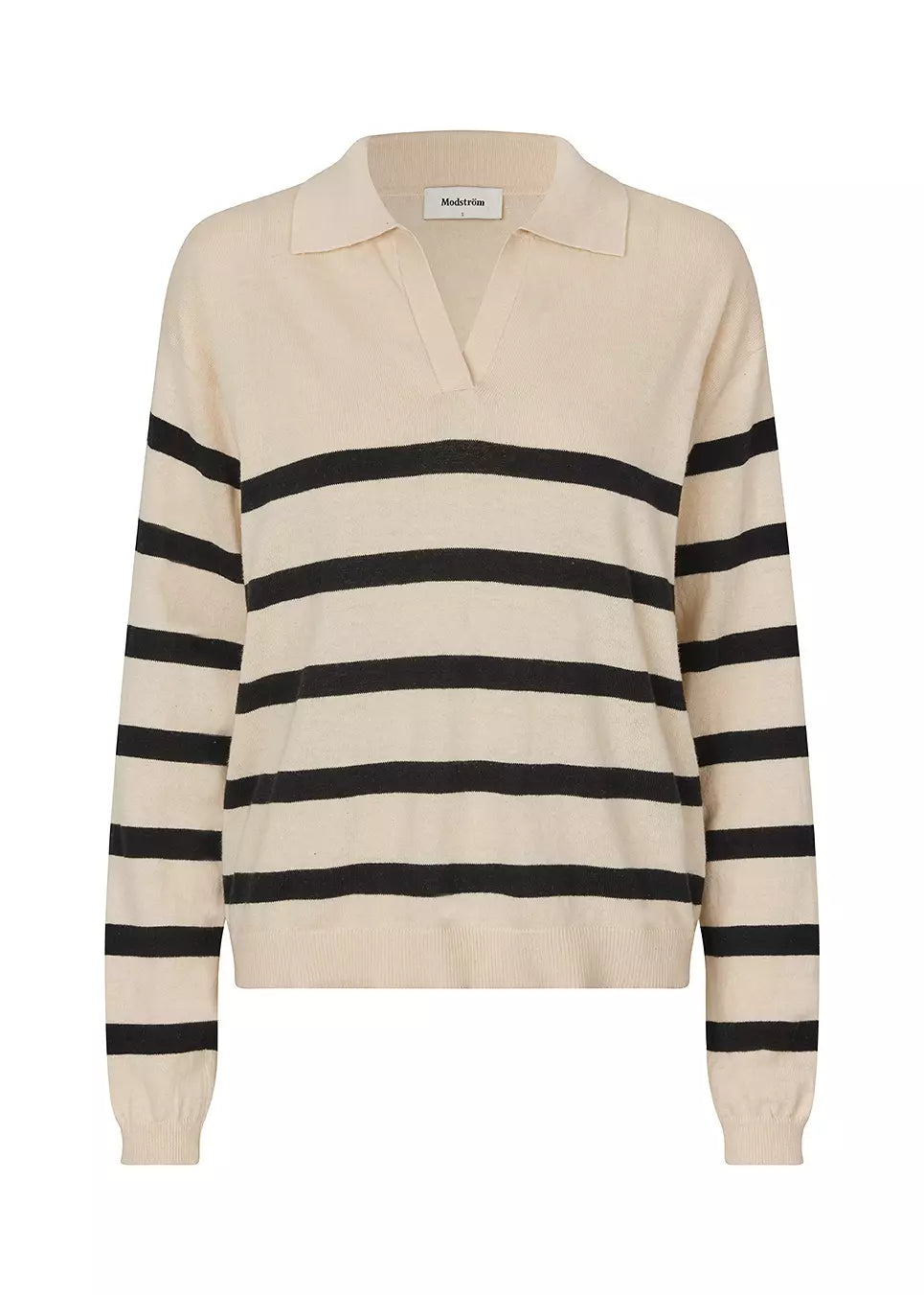 Ivory Stripe V-Neck - Black Summer Sand Stripe