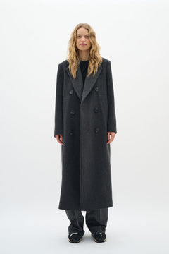 YunahIW Long Coat - Dark Grey Melange