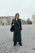 YunahIW Long Coat - Dark Grey Melange