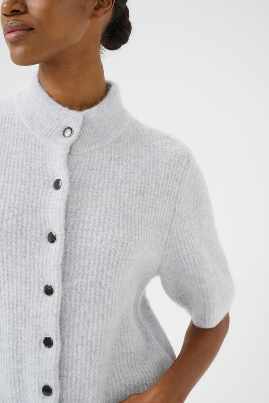 AlphaGZ SS Short Cardigan - Grey Dawn Melange