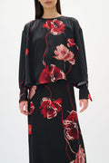 DawnIW Blouse - Black Poppy Rose