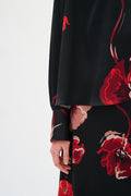 DawnIW Blouse - Black Poppy Rose