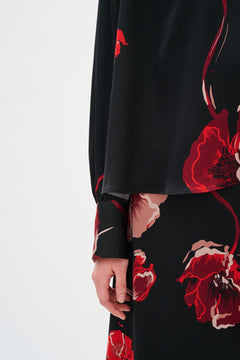 DawnIW Blouse - Black Poppy Rose