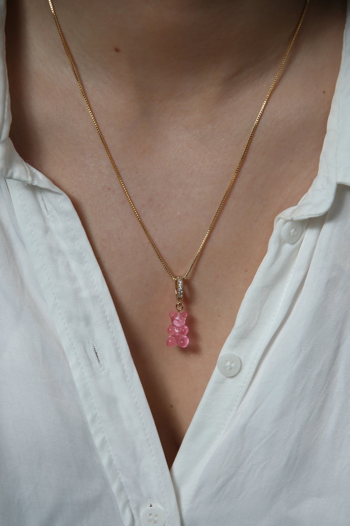 Nostalgia Bear Pave Connector - Bubblegum Gold