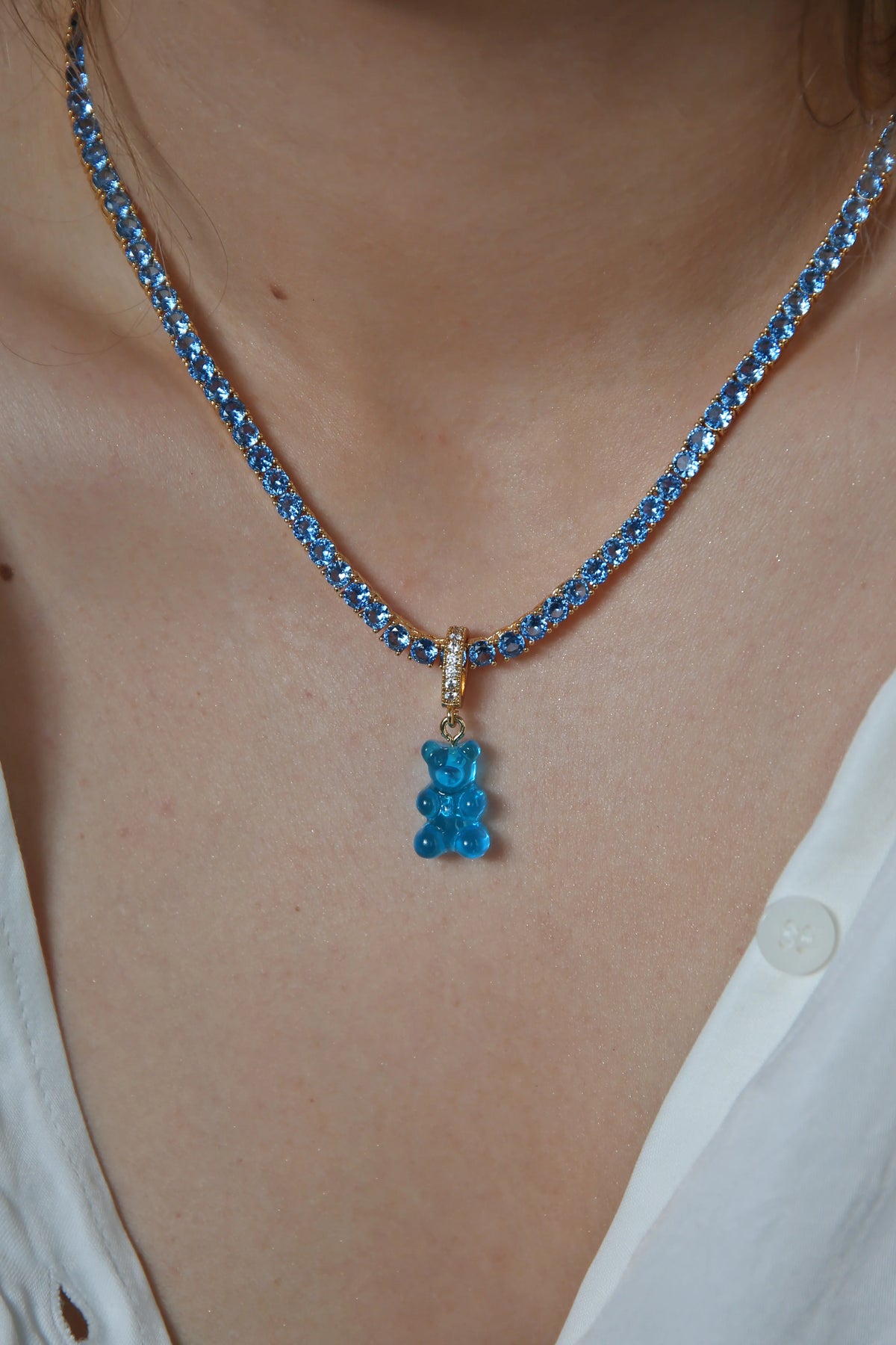 Nostalgia Bear Pave Connector - Gold Azure