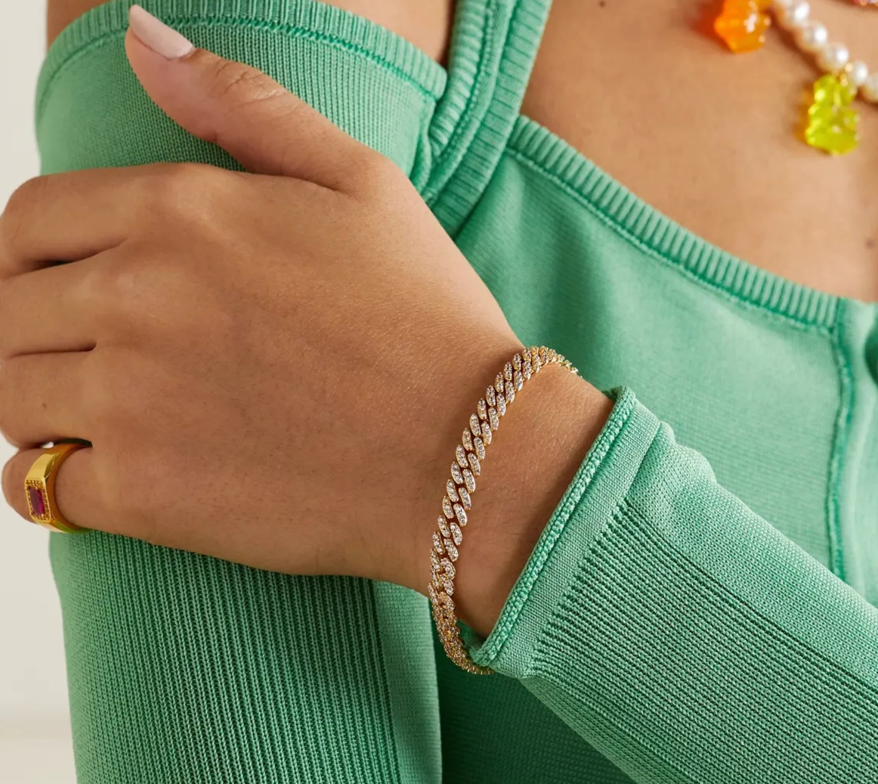 Micro Mexican Chain Bracelet - Clear Gold