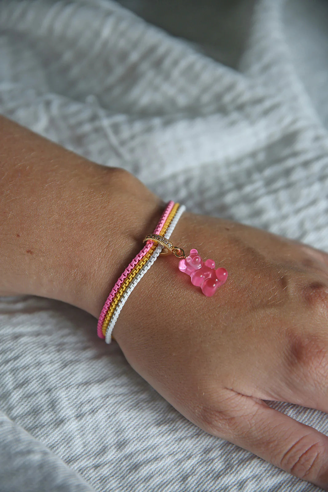 Nostalgia Bear Pave Connector - Bubblegum Gold
