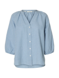 Cleo-Alberta Linneskjorta - Dusty Blue Bright White