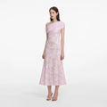 Rhinestone Lace Midi Dress - Rosa