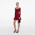 Viscose Knit Mini Dress - Burgunder