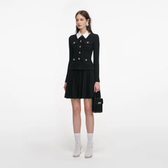 Tailored Knit Mini Dress - Black