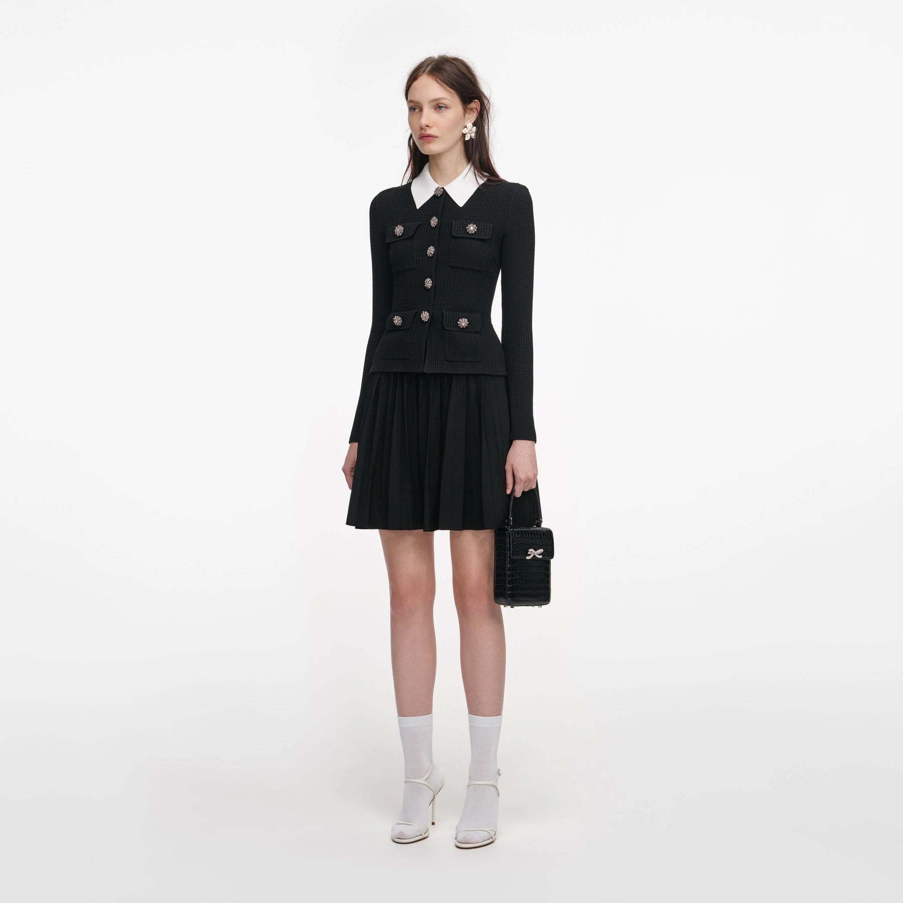 Tailored Knit Mini Dress - Svart