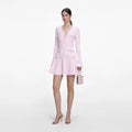 Pearl Trim Knit Mini Dress - Rosa