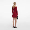 Viscose Knit Mini Dress - Burgunder