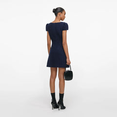 Textured Boucle Mini Dress - Navy