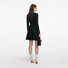 Tailored Knit Mini Dress - Black
