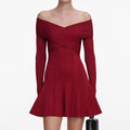 Viscose Knit Mini Dress - Burgunder
