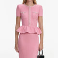 Peplum Knit Midi Dress - Rosa