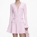 Pearl Trim Knit Mini Dress - Rosa