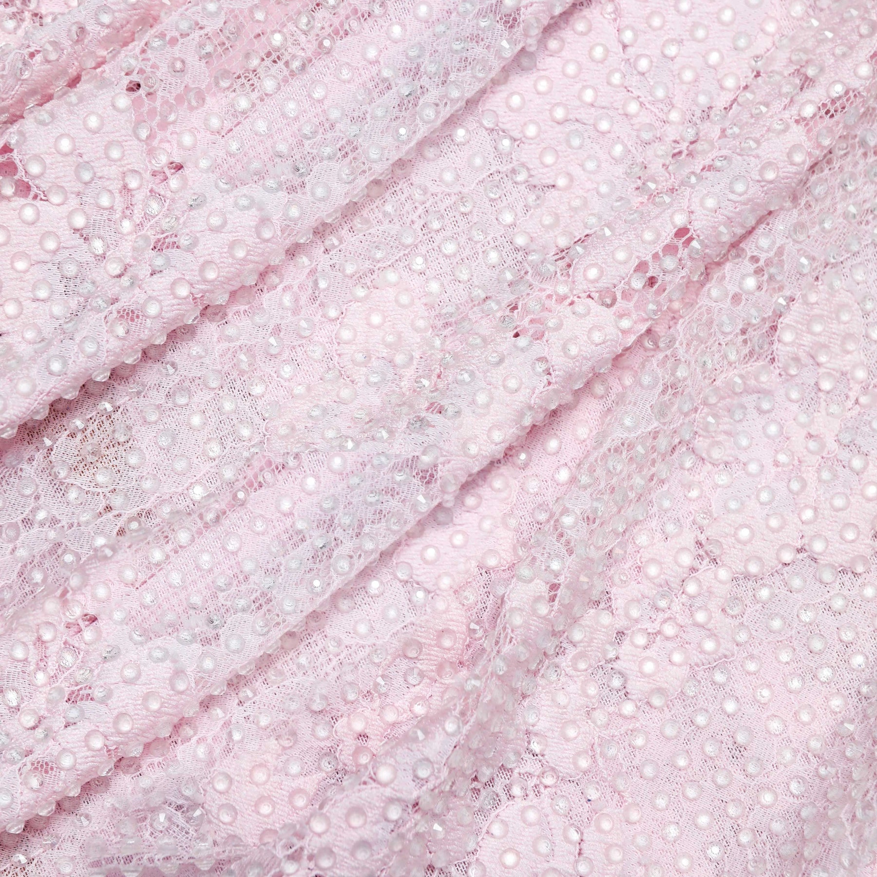 Rhinestone Lace Midi Dress - Rosa
