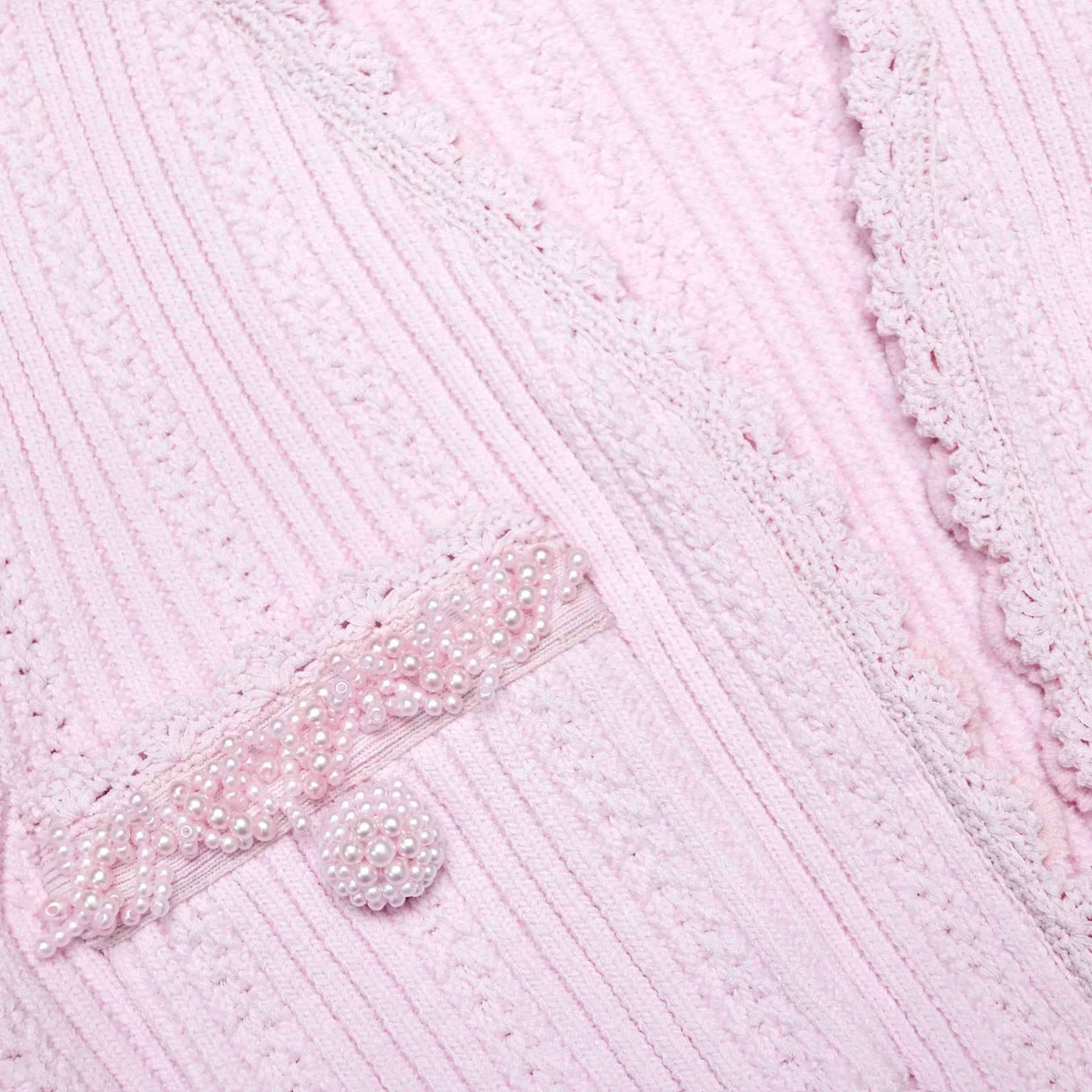 Pearl Trim Knit Mini Dress - Rosa