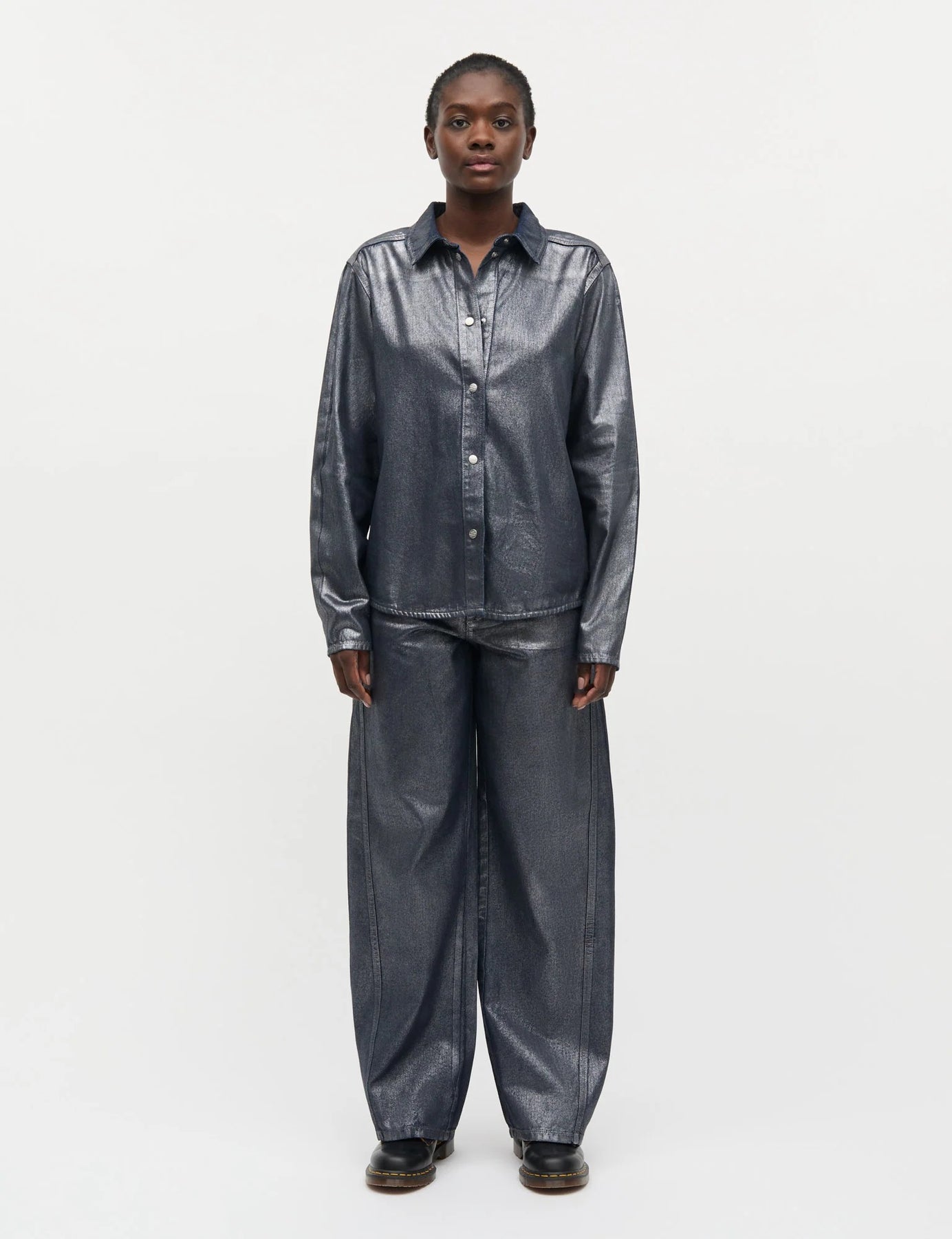 Metallic Denim Christel Jeans - Vintage Blue/Gun Metal