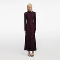 Rhinestone Fishnet Midi Dress - Burgunder