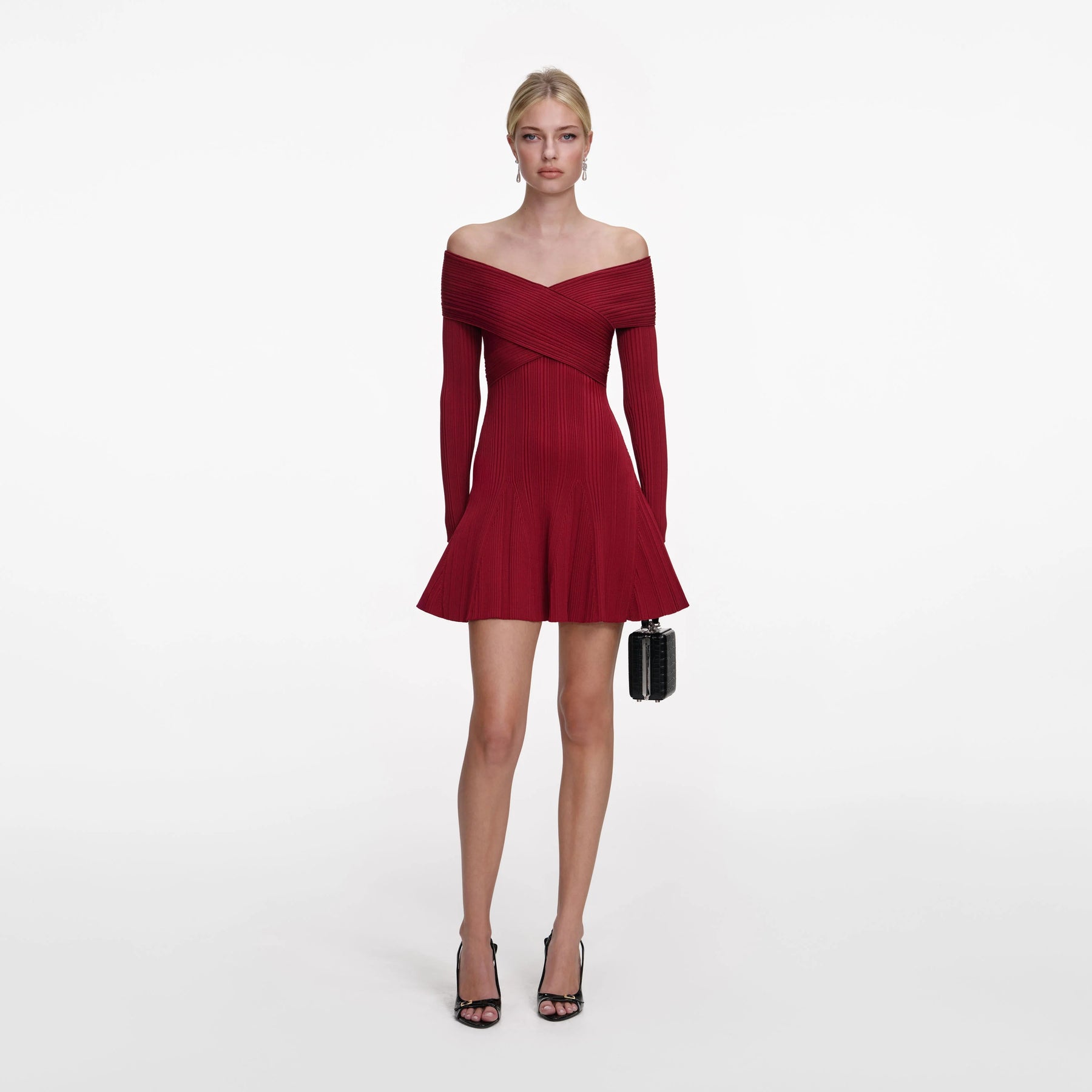 Viscose Knit Mini Dress - Burgunder