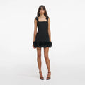 Crepe 3D Flower Mini Dress - Svart