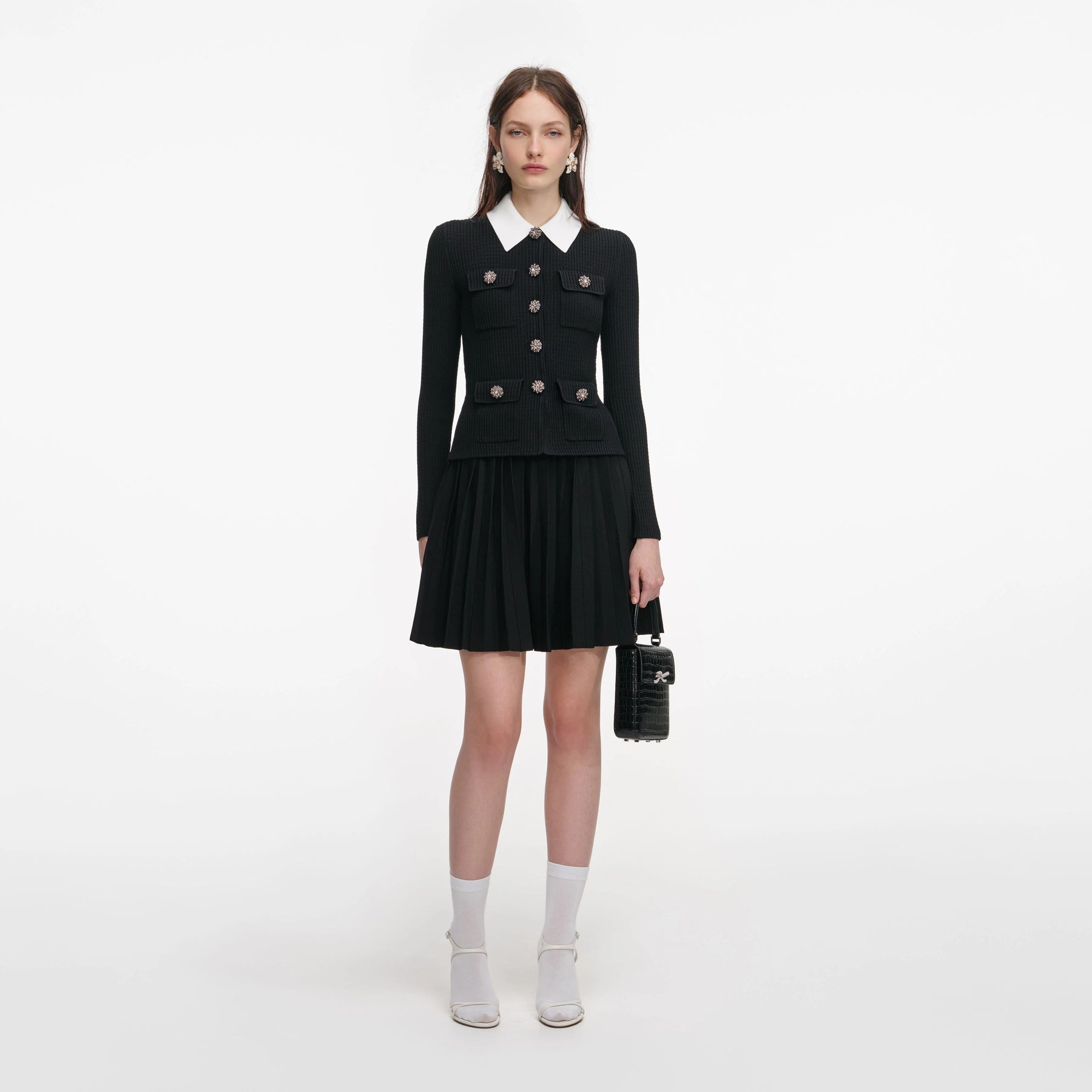 Tailored Knit Mini Dress - Svart