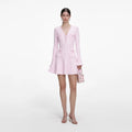 Pearl Trim Knit Mini Dress - Rosa