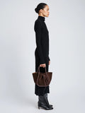 Small Ruched Tote Soft Suede - Chokladbrun