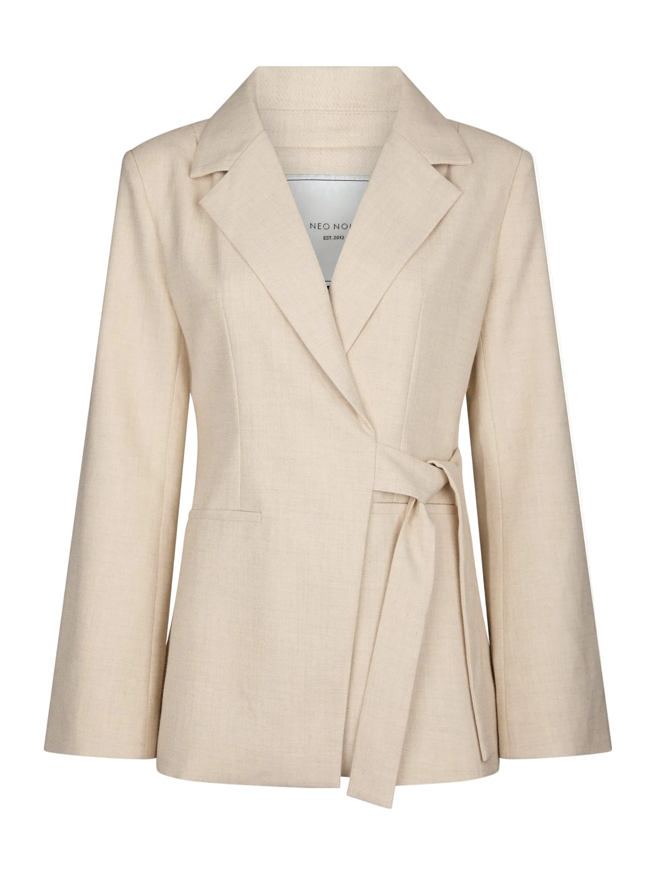 Carmia Melange Tie Blazer - Beige Melange