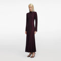 Rhinestone Fishnet Midi Dress - Burgunder