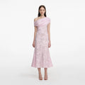 Rhinestone Lace Midi Dress - Rosa
