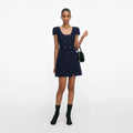 Textured Boucle Mini Dress - Marinblå