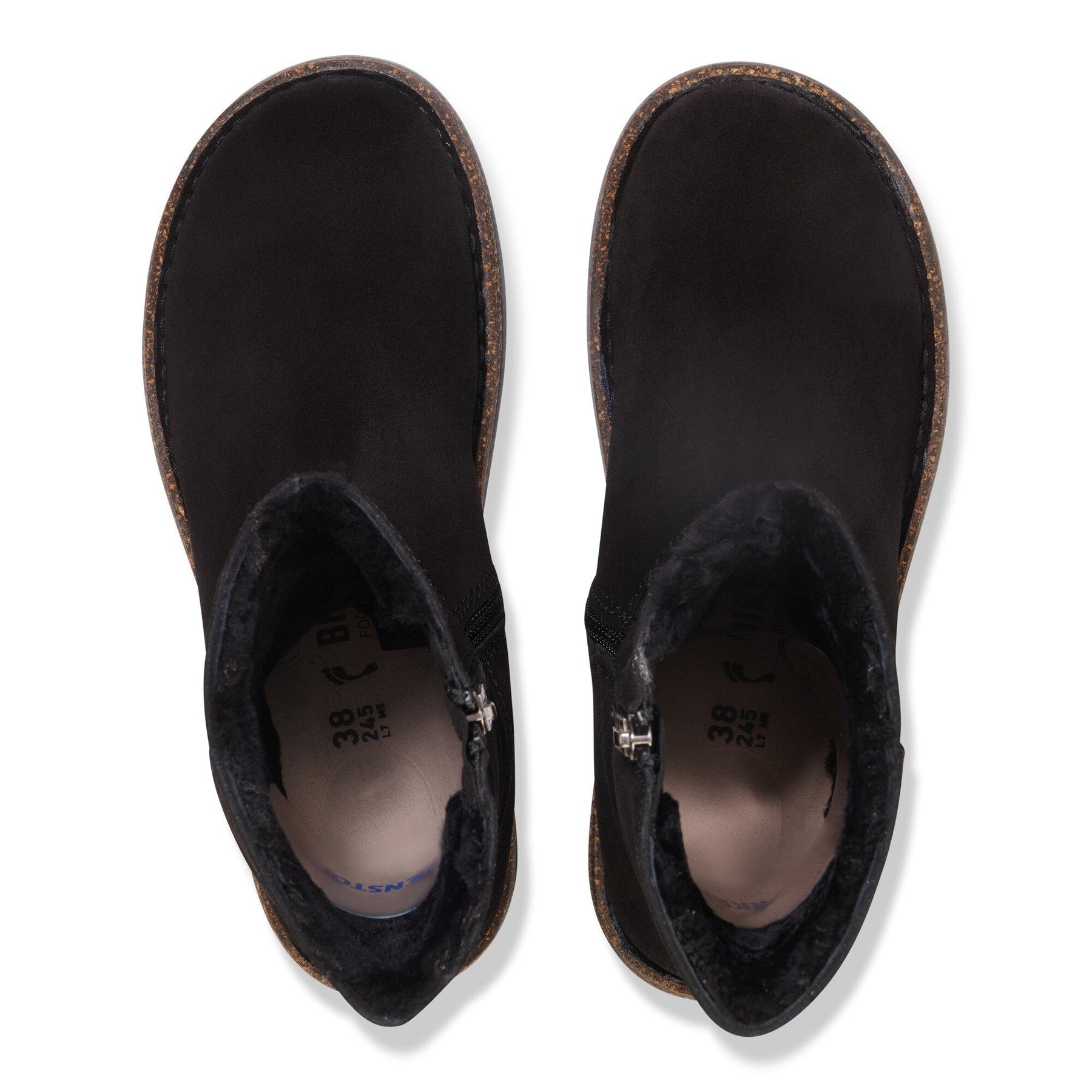 Uppsala Zip Shearling Suede Leather Narrow - Black