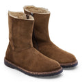 Uppsala Zip Shearling Suede Leather Narrow - Dark Tea