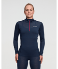 Performance Wool Half Zip - Marinblå