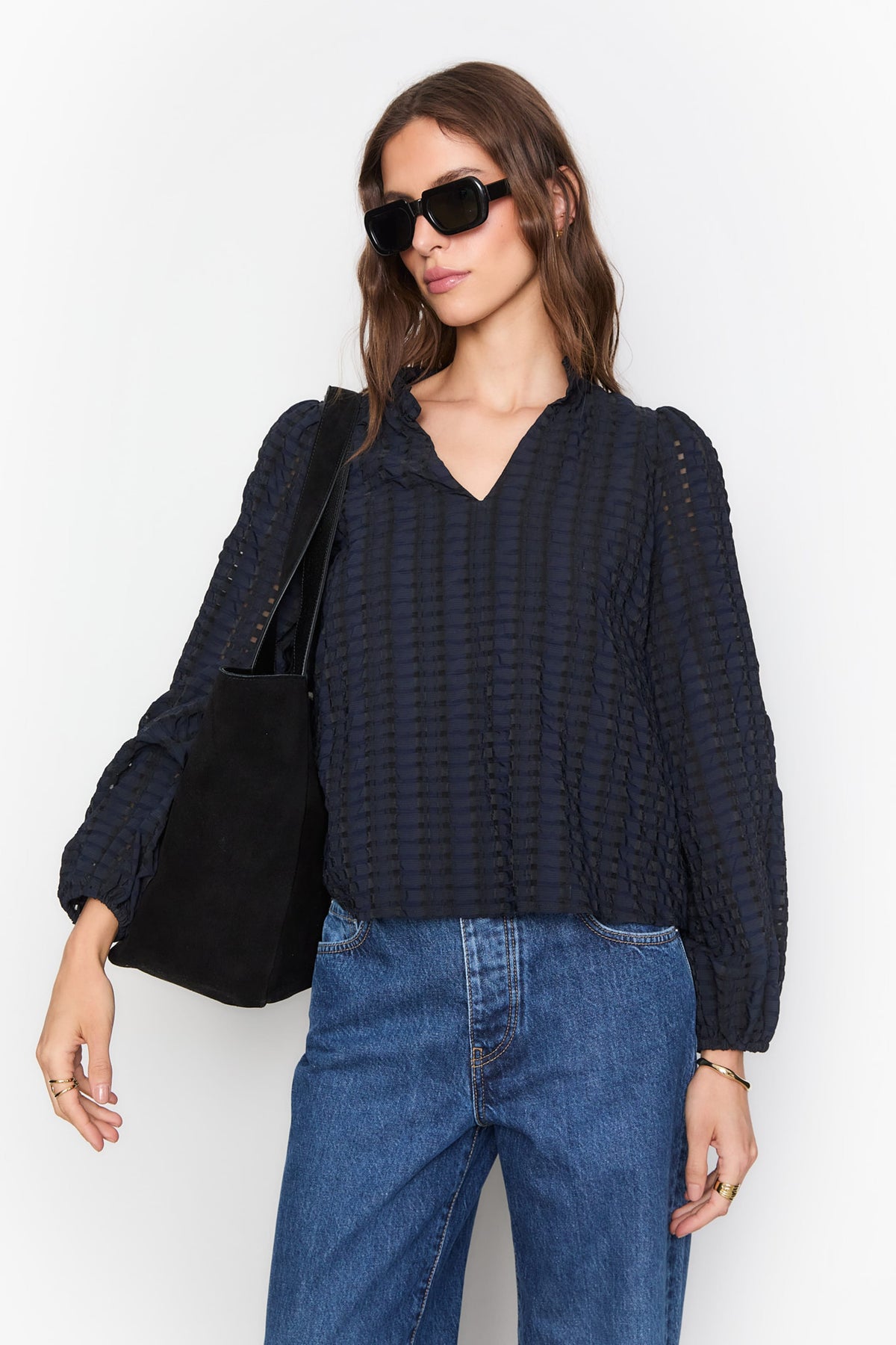 Lucille Tote Bag Large - Svart Mocka