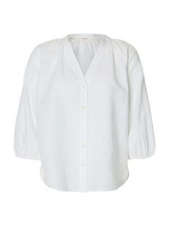 Cleo-Alberta Linen Blend Shirt - Bright White