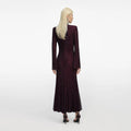 Rhinestone Fishnet Midi Dress - Burgunder
