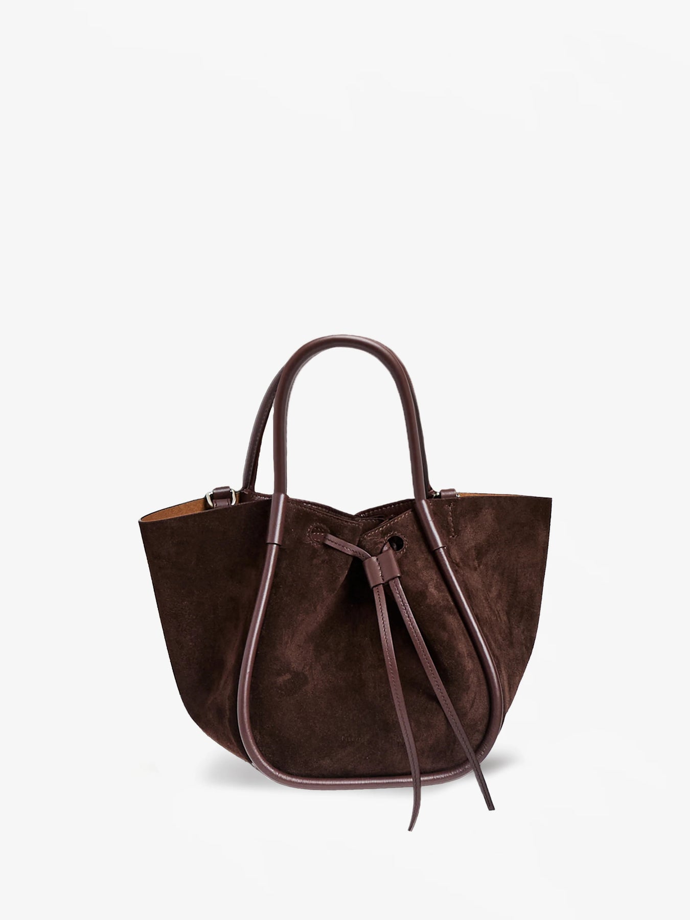 Small Ruched Tote Soft Suede - Chokladbrun