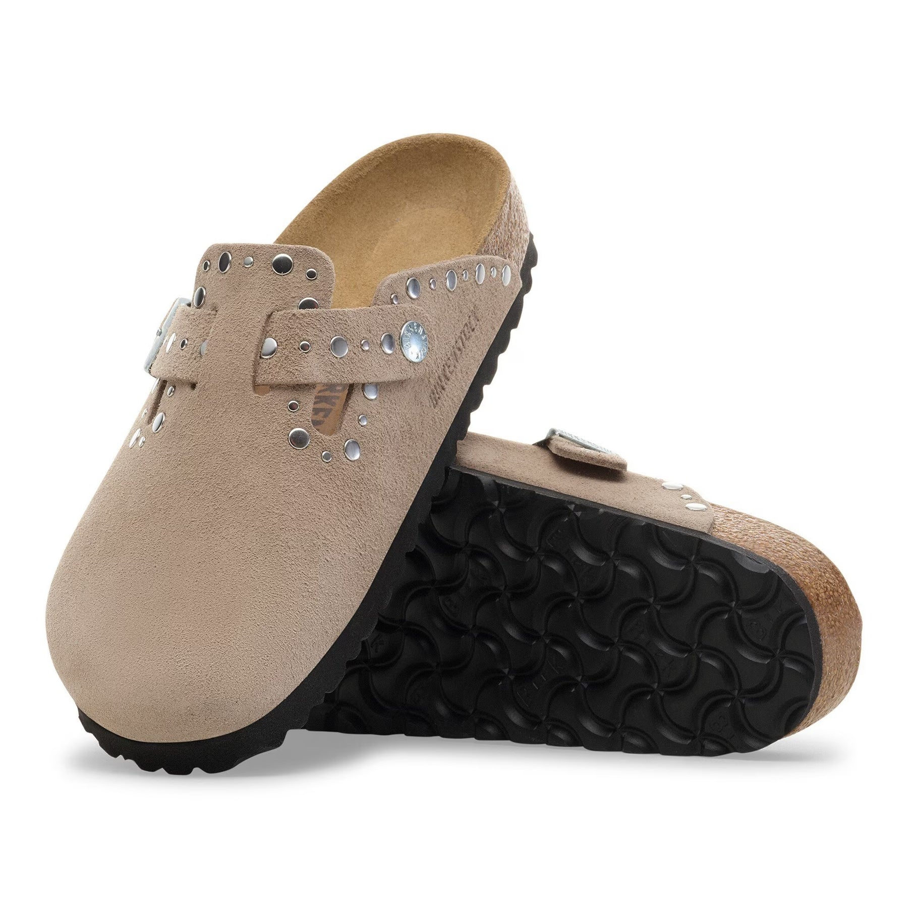 Boston Rivet Suede Leather Narrow - Taupe