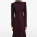 Rhinestone Fishnet Midi Dress - Burgunder