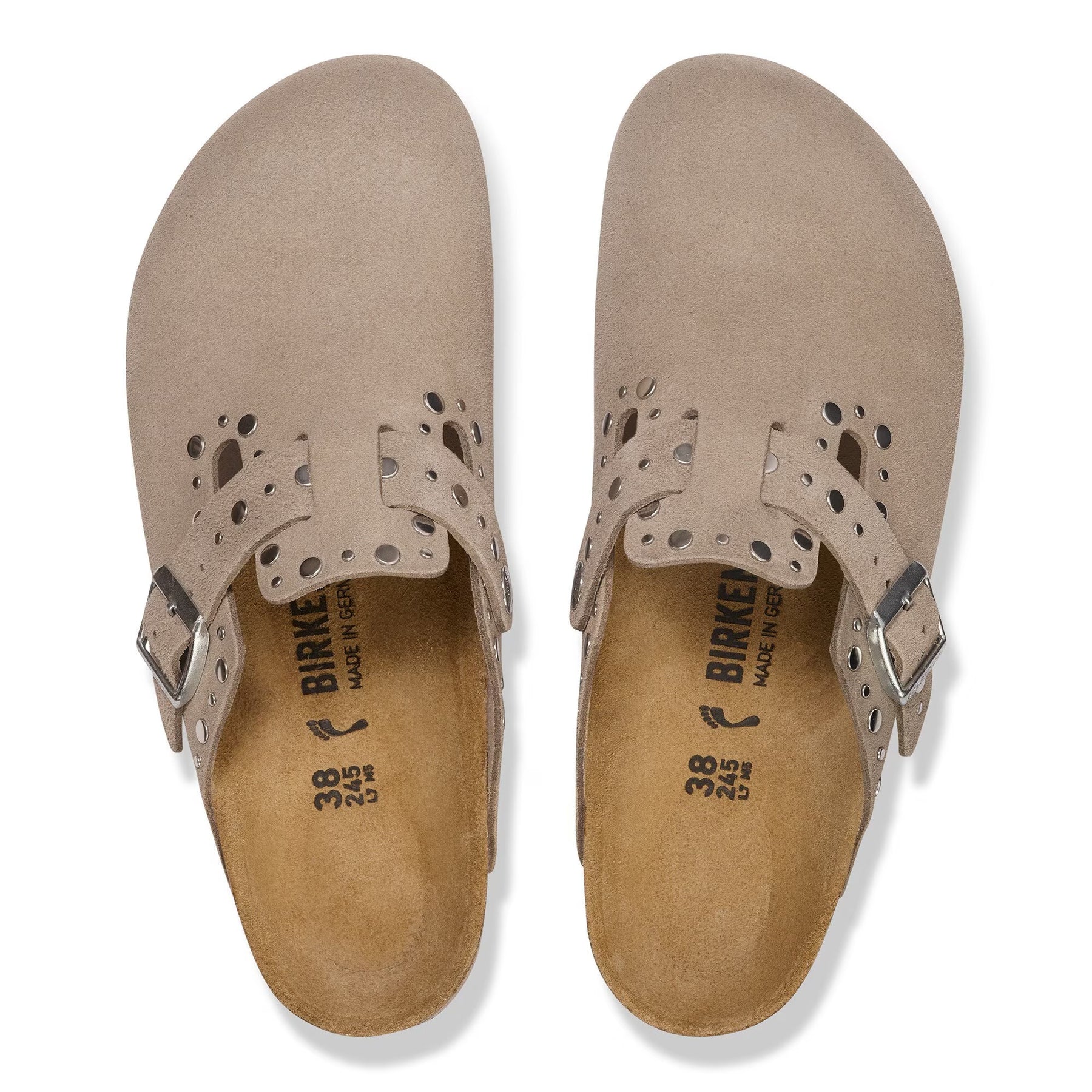 Boston Rivet Suede Leather Narrow - Taupe