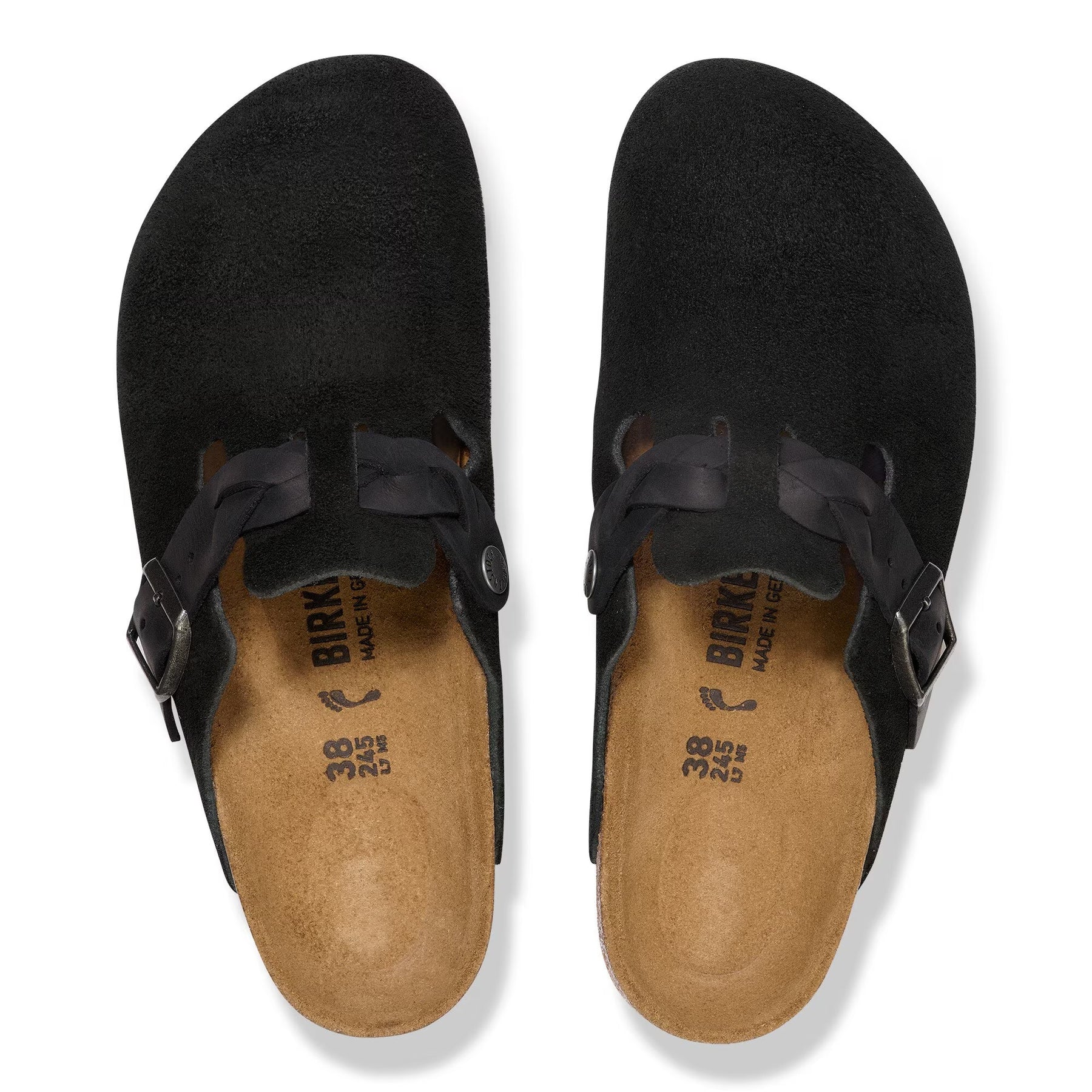 Boston Braided Suede Leather Narrow - Svart