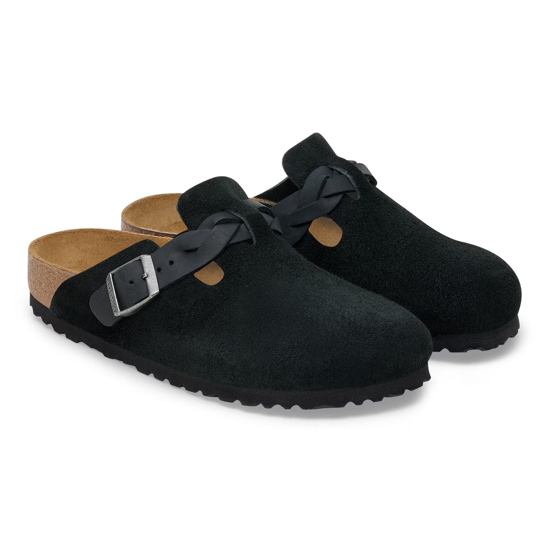Boston Braided Suede Leather Narrow - Svart